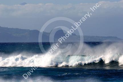 Waves in the pacific ocean off the island of Maui, Hawaii.