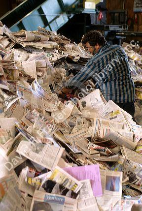 Newspaper recycling.