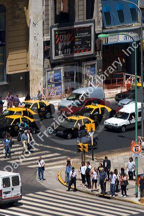 Traffic on 9th of July Avenue in Buenos Aires, Argentina.