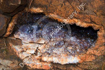 Amathest crystals at a gemstone mine in Libertad, Argentina.