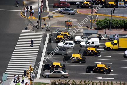 Traffic on 9th of July Avenue in Buenos Aires, Argentina.