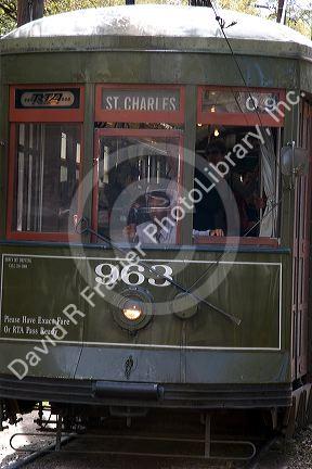 Street car trolley in New Orleans, Louisiana.