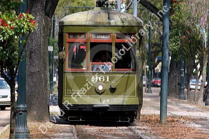 Street car trolley in New Orleans, Louisiana.