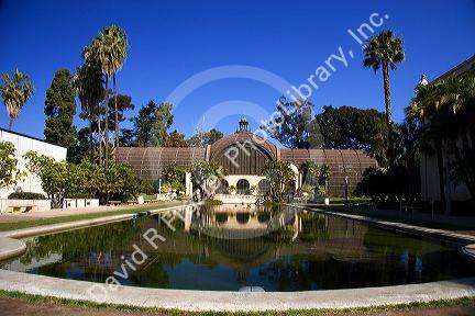 Botanical building and reflecting pool at Balboa Park in San Diego, California.
