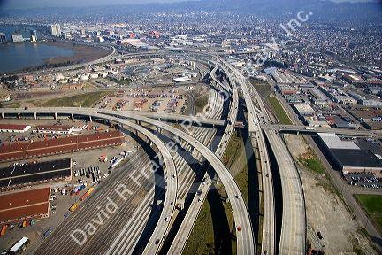 Freeway maze, Oakland, California.  Interstate 80.