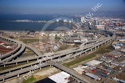 Freeway maze, Oakland, California.  Interstate 80.