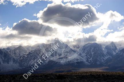 Snow covered Sierra Mountains in the Owens Valley, California.