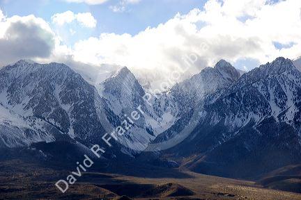 Snow covered Sierra Mountains in the Owens Valley, California.