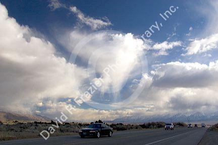 Snow squall in the Owens Valley, California.