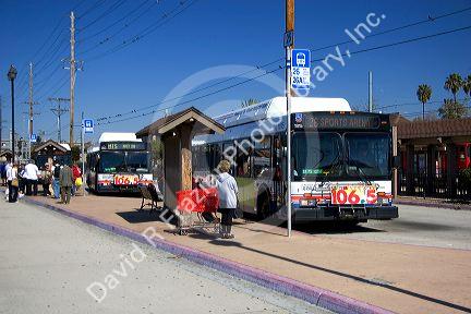 Public transportation bus stop at Old Town in San Diego, California.