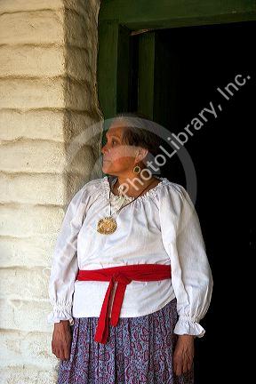 Mexican woman at La Casa de Estudillo, the commandants house at Old Town, San Diego, California.