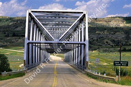 Steel truss brige over the Little Missouri River, North Dakota.