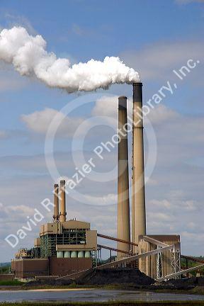The Conesville coal fired power plant with belching smoke near Coshocton, Ohio.