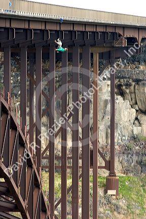 Base jumping off of Perrine Memorial Bridge in Twin Falls, Idaho.