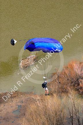 Base jumping off of Perrine Memorial Bridge in Twin Falls, Idaho.