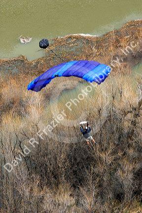 Base jumping off of Perrine Memorial Bridge in Twin Falls, Idaho.