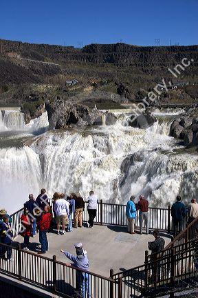 Observation deck at Shoshone Falls on the Snake River near Twin Falls, Idaho.
