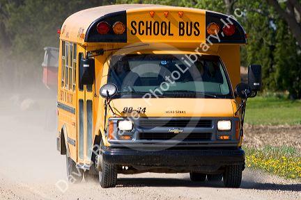 School bus on a country road near Clarksville, Michigan.