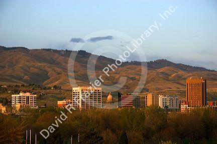 The skyline and foothills in Boise, Idaho.