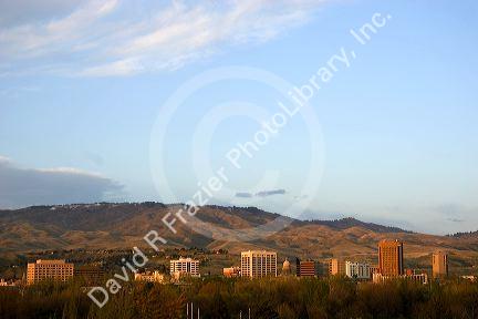 The skyline and foothills in Boise, Idaho.