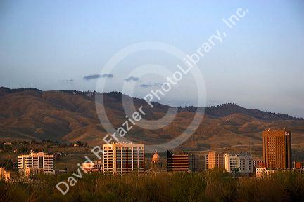 The skyline and foothills in Boise, Idaho.