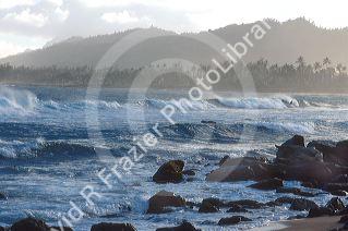 Waves crash on Kauai,  Hawaii.