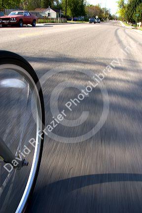 Bicycle tire in motion, Boise, Idaho.