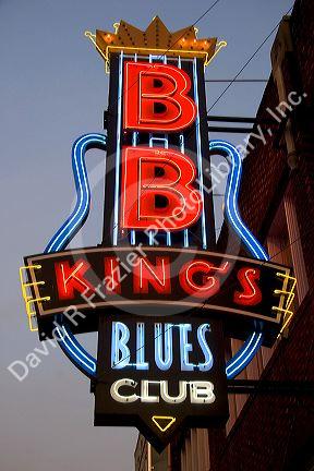 BB King's Blues Club neon sign on Beale Street in Memphis, Tennessee.