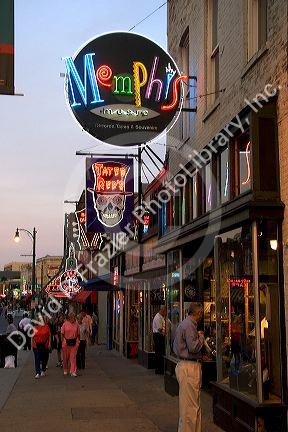 Blues Clubs and neon signs on Beale Street in Memphis, Tennessee.
