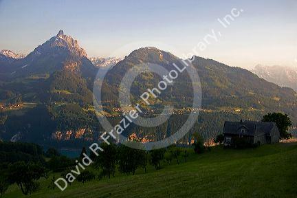 Alpine scene near Weesen and Walensee, Switzerland.
