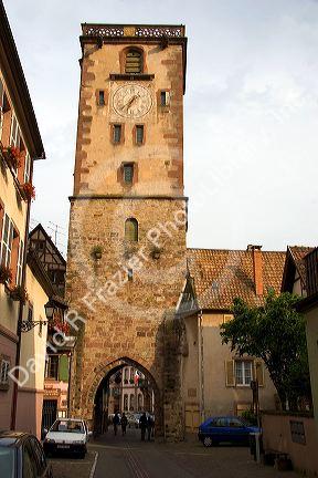 Street scene in Ribeauville, France.
