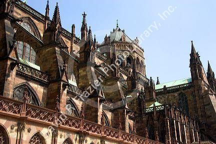 Cathedral in a plaza at Strasbourg, France.