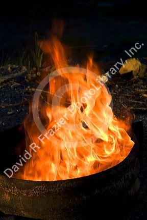 Fire burning in a controlled environment.