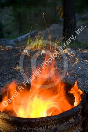 Fire burning in a controlled environment.