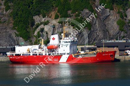 Canadian Coast Guard ship moored at Quebec City, Quebec, Canada.
