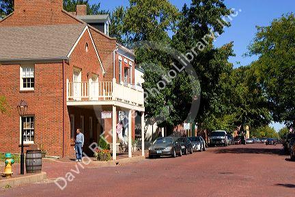 Historic main street in St. Charles, Missouri.
