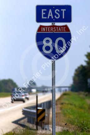 Interstate 80 road sign in Illinois.