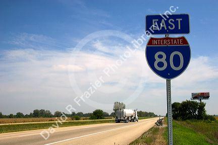 Interstate 80 road sign in Illinois.