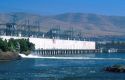 The Dalles hydroelectric dam,  located on the Columbia River in Oregon.