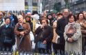 People mouring at the Memorial service for the Madrid train bombings in Spain.