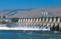 The Dalles Dam on the Columbia River, Oregon.   The dam on the Columbia River between Oregon and Washington  is operated by the Bonneville Power Administration.
