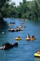 People float down the Boise River on inner tubes and rafts in Boise, Idaho.