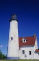A lighthouse on Point Iroquois along Lake Superior, Michigan.