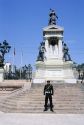 A guard standing in front of a military monument in Valparaiso, Chile.