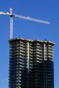 A crane used for construction on a highrise building in San Diego, California.