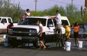 High School teens washing cars as fund raiser for the band at Ajo, Arizona.