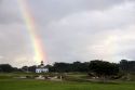 Rainbow over Point Pinos lighthouse at Pacific Grove, California.