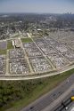 An aerial view of Metarie Cemetery in New Orleans, Louisiana.