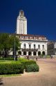 Students on the campus of University of Texas in Austin near the clock tower.