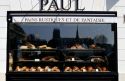 The display window of a bakery in Paris, France.